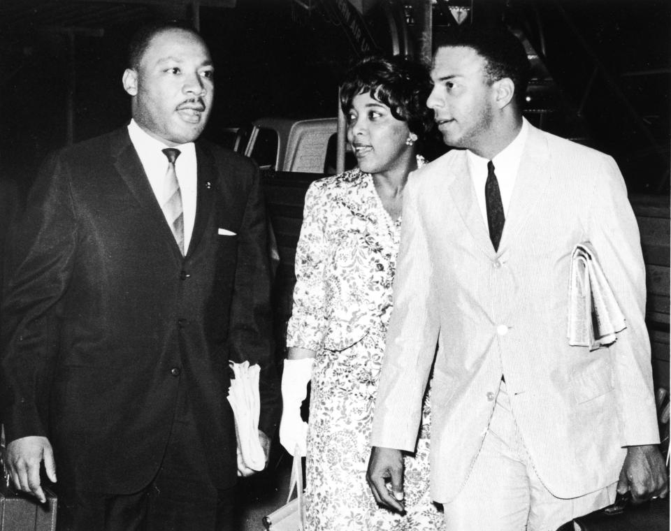 In May 1964 civil rights leader Martin Luther King Jr. is met at Imeson Airport by the Southern Christian Leadership's Andrew Young on his way to St. Augustine, site of protests and counter-protests. King was driven to the Ancient City, which he described as a "small Birmingham.'' The following month he was arrested there and spent a night in jail. A few weeks later, President Lyndon Johnson signed the momentous Civil Rights Act of 1964.