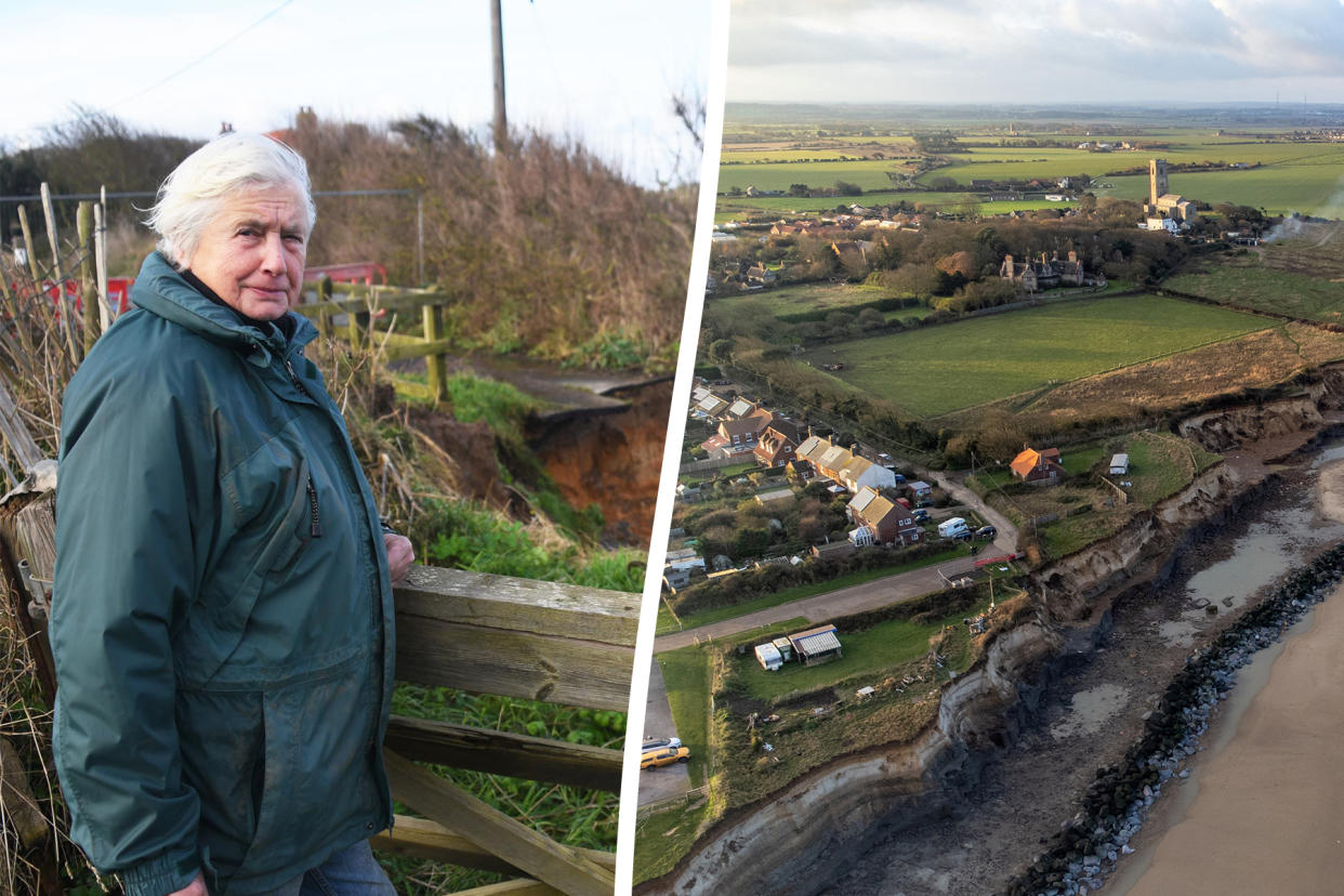 Bryony Nierop-Reading, 78, was forced to leave her three-bedroom property in December 2013 after a third of it toppled onto the beach below. (SWNS)