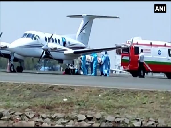 A visual of air ambulance from Bengaluru airport (Photo/ANI)