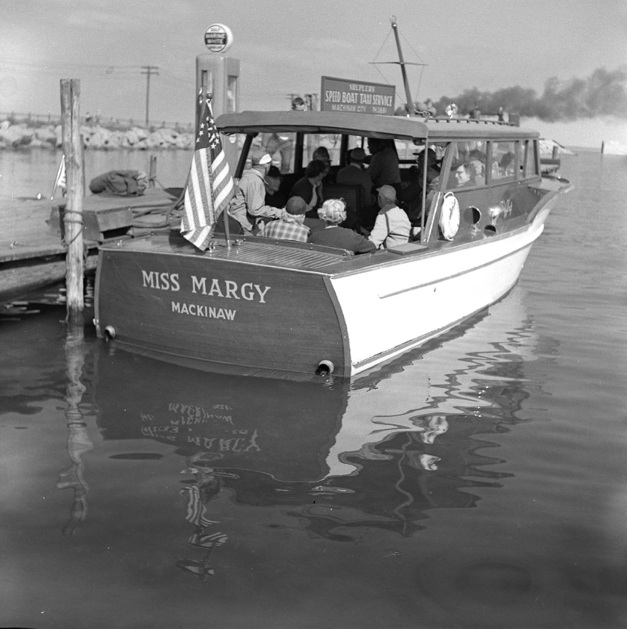 Miss Margy was an early Shepler's Ferry built in the winter of 1950. It was a 30-foot cabin cruiser that carried 24 passengers to and from Mackinac Island and it was named after Capt. William H. Shepler's wife, Margaret.