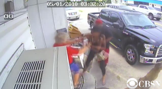 The chicken shop owner said the couple became angry after she told them she had called the police. Photo: CBS News