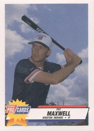 A baseball card features Holliday baseball legend Pat Maxwell when he played for the Kinston Indians, a High Single-A affiliate of the Cleveland Indians in 1993.