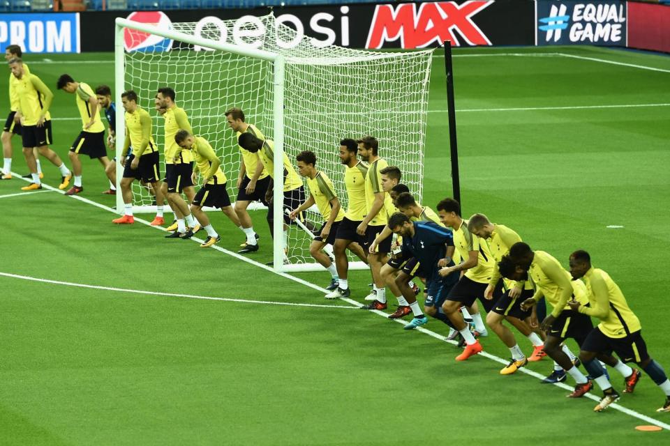 Spurs players train at the Bernabeu ahead of their Champions League clash: Denis Doyle/Getty Images