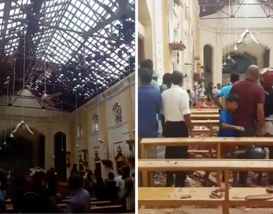 Inside one of the Sri Lankan churches bombed during Easter Sunday worship. Source: Mohsin Ali Raza/Twitter ‏ 