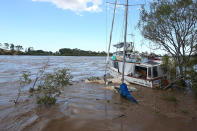 BUNDABERG, AUSTRALIA - JANUARY 29: The Burnett River rises as parts of southern Queensland experiences record flooding in the wake of Tropical Cyclone Oswald on January 29, 2013 in Bundaberg, Australia.Four deaths have been confirmed and thousands have been evacuated in Bundaberg as the city faces it's worst flood disaster in history. Rescue and evacuation missions continue today as emergency services prepare to move patients from Bundaberg Hospital to Brisbane amid fears the hospital could lose power. (Photo by Chris Hyde/Getty Images)