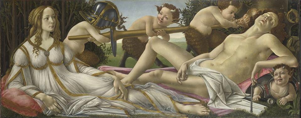 Venus and Mars by Botticelli (circa 1485) is one of the paintings that are going on loan for the first time