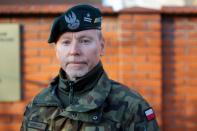 Spokesperson of 16th Pomorska Mechanised Division poses for a picture in Bialystok
