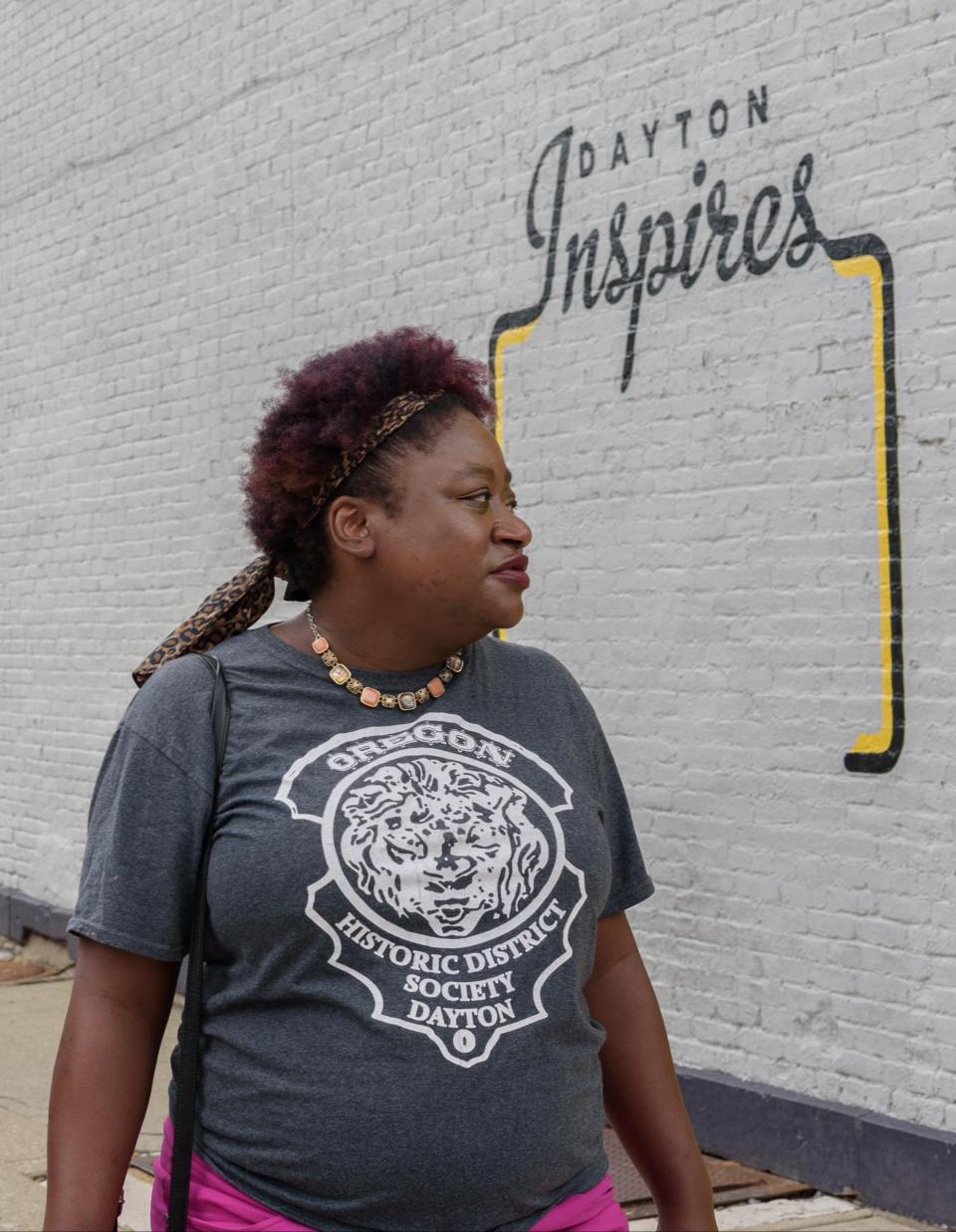 Dayton Daily News journalist Amelia Robinson sporting an Oregon District t-shirt as she remembers sprinting toward 5th Street the night of the mass shooting.