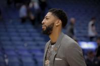 Apr 3, 2019; New Orleans, LA, USA; New Orleans Pelicans forward Anthony Davis walks off the court following a game against the Charlotte Hornets at the Smoothie King Center. Mandatory Credit: Derick E. Hingle-USA TODAY Sports