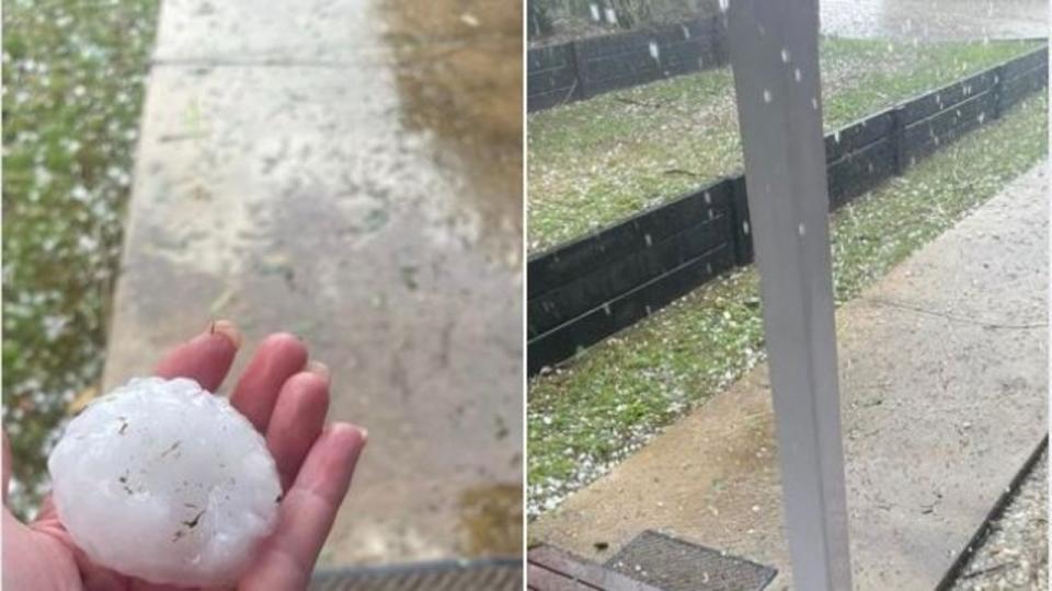Large hail fell in the Gympie region on Monday morning.