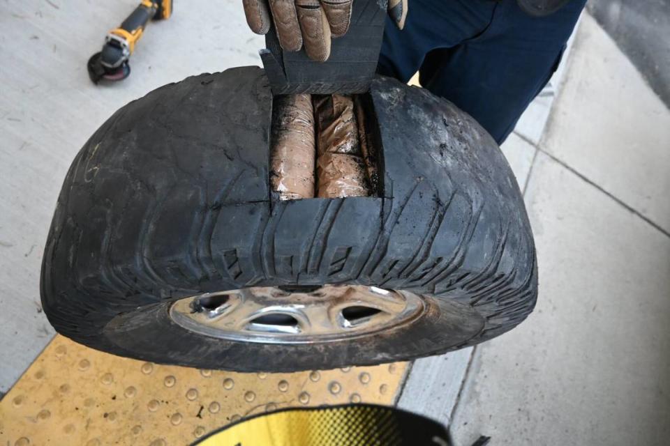 A driver passing through Fresno County was stopped with 150 pounds of drugs in a truck tire, the California Highway Patrol said Tuesday, Sept. 12, 2023.