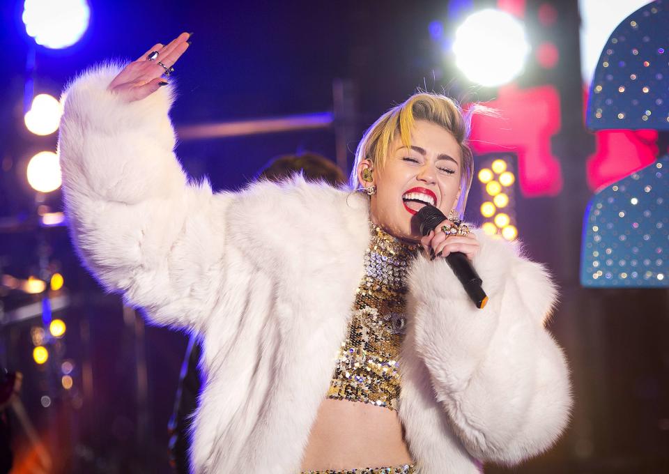 Singer Miley Cyrus performs during New Year's Eve celebrations at Times Square in New York