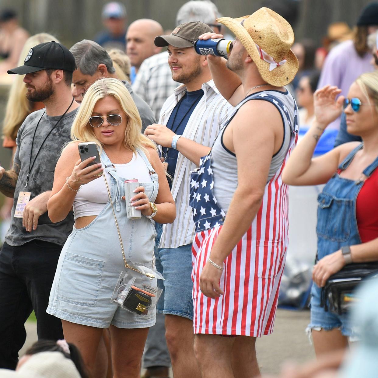 People gather at Riverfront Stage during the CMA Fest in Nashville, Tenn., Friday, June 10, 2022.