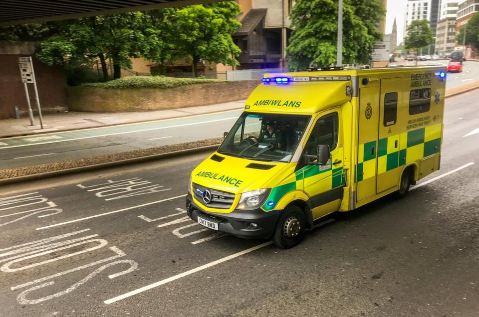 File photo: An ambulance drives through Cardiff in Wales (Getty Images)