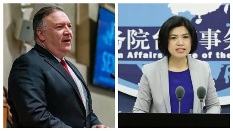 美國國務卿蓬佩奧（Mike Pompeo），中國國台辦發言人朱鳳蓮。（組合圖／資料照）