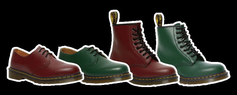 歲末超優惠！Dr. Martens 櫻桃紅&綠色馬汀節慶價$2,500限量20雙行家必敗。（圖／品牌業者提供）