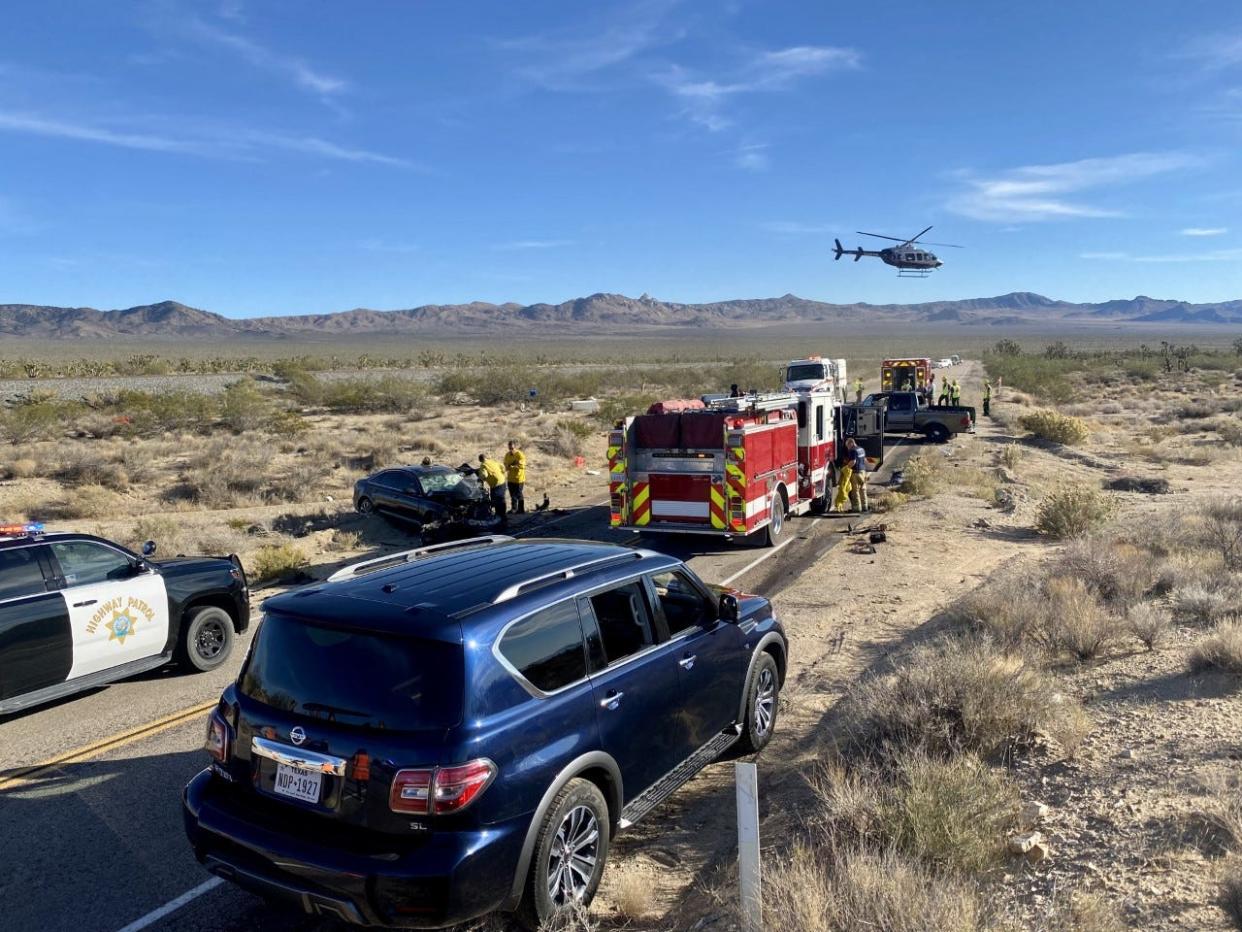 A two-vehicle crash within the Mojave National Preserve caused one death and one emergency airlift in the area of Kelso Road and Cima Road on Nov 15, 2021, according to preserve Superintendent Mike Gauthier.