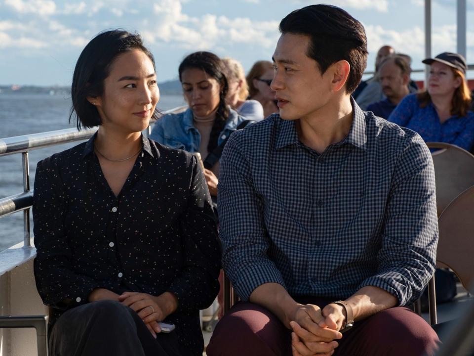 Past Lives, two people sitting on a boat