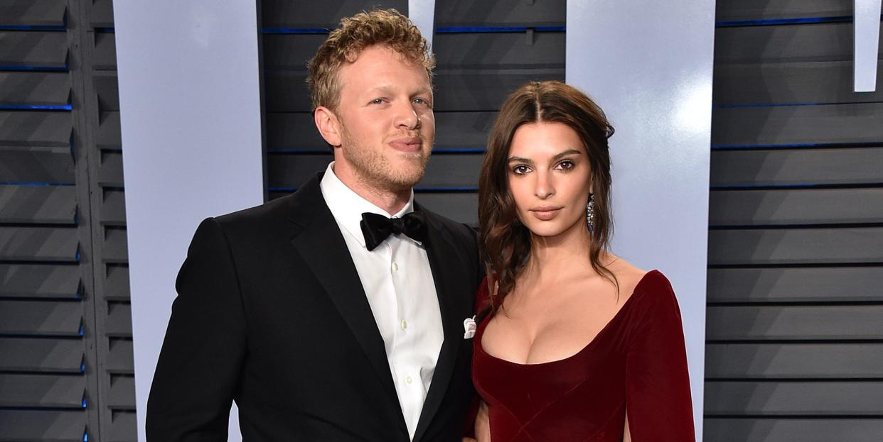 beverly hills, ca march 04 actor sebastian bear mcclard l and actress emily ratajkowski attend the 2018 vanity fair oscar party hosted by radhika jones at wallis annenberg center for the performing arts on march 4, 2018 in beverly hills, california photo by john shearergetty images