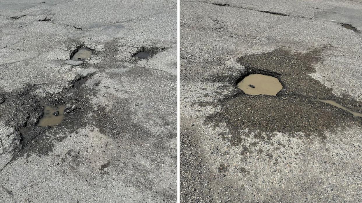 The second quarter of 2024 has seen more pothole and road maintenance complaints than any other quarter since 2012 — and there's still the month of June to go. For April and May, there were more than 6,200 complaints recorded through Calgary’s 311 service. (Lily Dupuis/CBC - image credit)