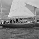 <p>Princess Anne and Prince Philip participate in the Cowes Regatta off the Isle of Wright by setting sail on the famous royal yacht, Bloodhound.</p>