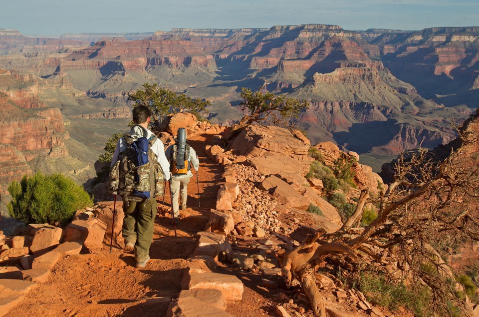 Sylvia Kadlubowski and Keanu Dirks descend along South