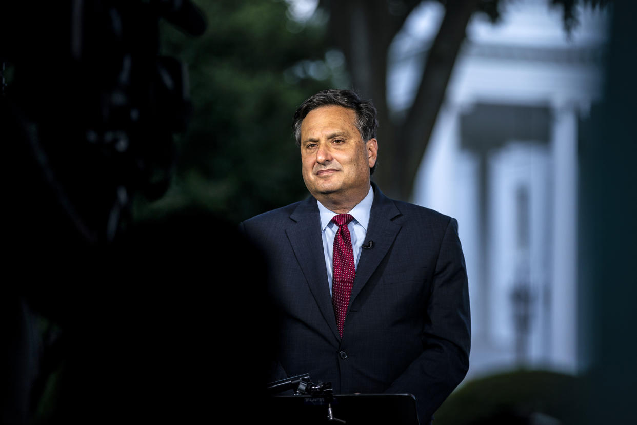 Ron Klain, White House chief of staff, during a television interview on the North Lawn of the White House on Aug. 8, 2022. (Al Drago / Bloomberg via Getty Images file)