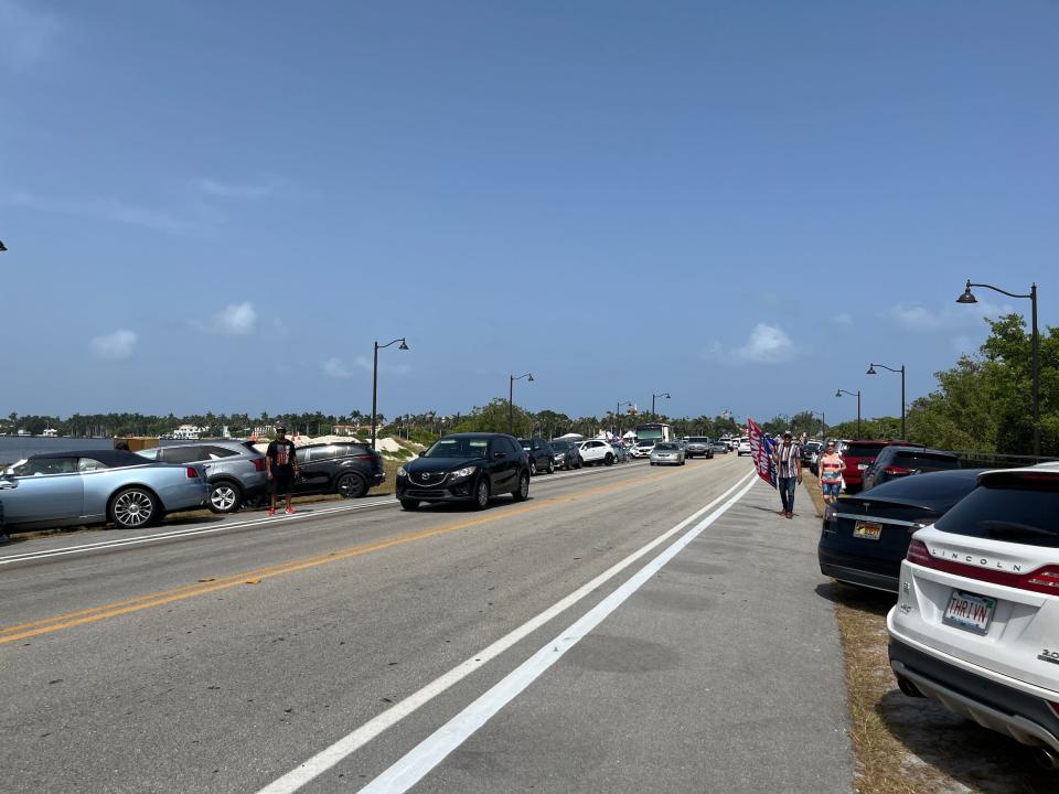 Trump supporters parked outside Mar-a-Lago.