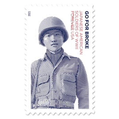 The new stamp is based on a photo of U.S. Army Private First Class Shiroku ‘Whitey’ Yamamoto with the 100th/442nd Regimental Combat Team, Antitank Company in Touet de l'Escarène, France. <a href="https://store.usps.com/store/results/stamps/_/N-9y93lv" rel="nofollow noopener" target="_blank" data-ylk="slk:U.S. Postal Service;elm:context_link;itc:0;sec:content-canvas" class="link ">U.S. Postal Service</a>