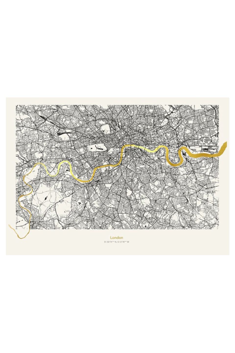 Travel gifts - London Metallic Thames Map, £35.00