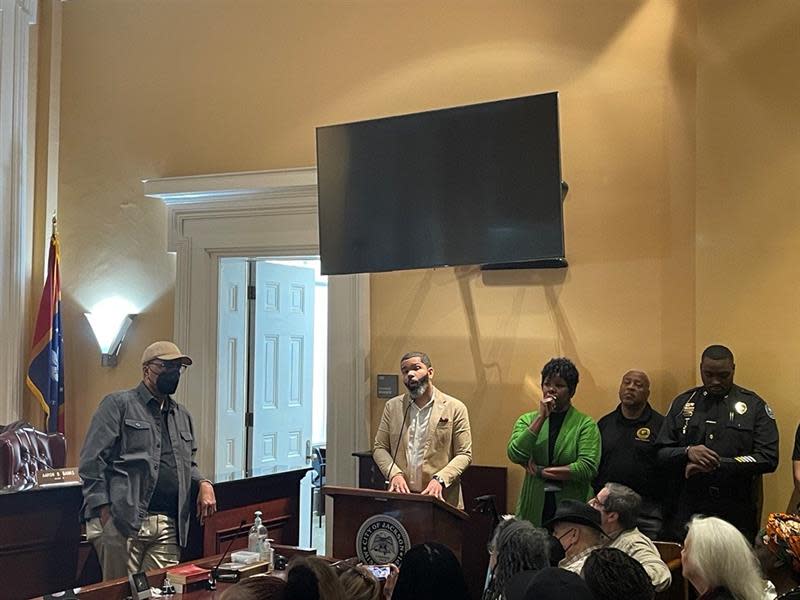 Mayor Chokwe Antar Lumumba addresses residents and media after Monday's contentious city council meeting that ended abruptly with no resolution to the city's garbage crisis and a threat of a lawsuit.