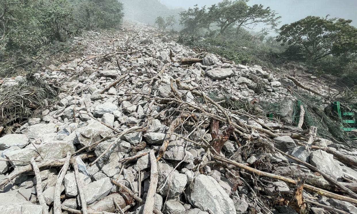 <span>Rubble in Hualien after a major earthquake hit Taiwan.</span><span>Photograph: Hualien fire department/AFP/Getty Images</span>