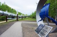 The Trans Alaska Pipeline is pictured near the midpoint of the 800-mile line, near Fairbanks