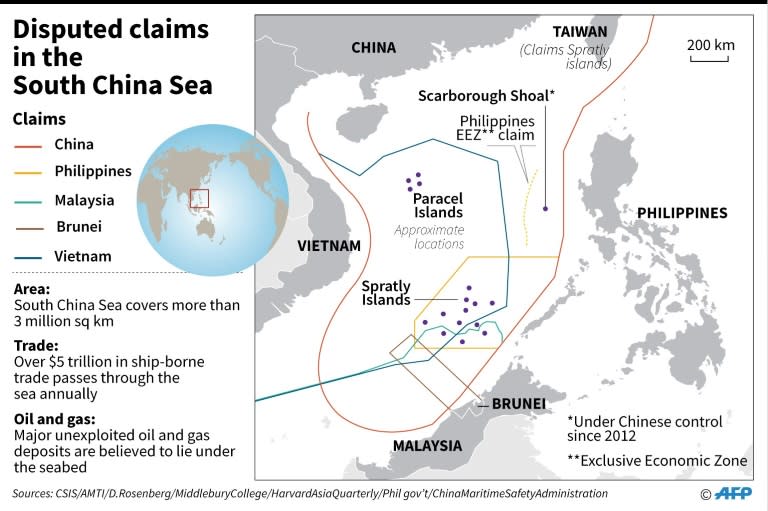 Map showing disputed claims in the South China Sea