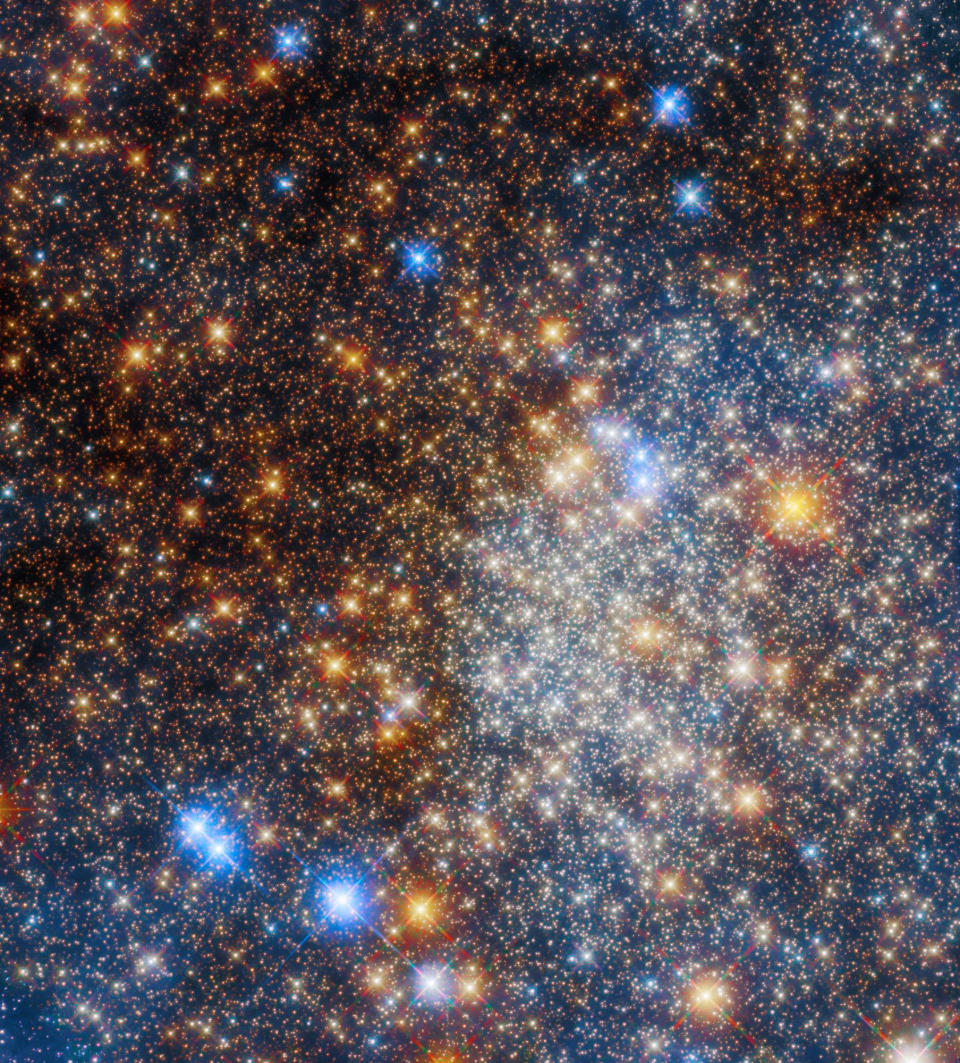 A huge cluster of stars with infinite density in space.