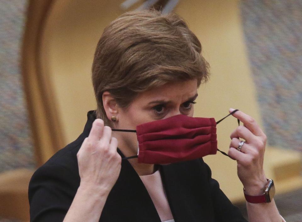 First Minister Nicola Sturgeon will announce next week if changes are to be made to the coronavirus certification scheme. (Fraser Bremner/Scottish Daily Mail/PA)