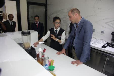 Britain's Prince William visits Luminus Technical University College in Amman, Jordan June 25, 2018. Petra News Agency/Handout via Reuters