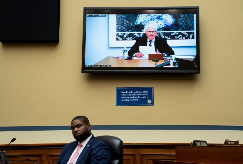 US Representative Byron Donalds, Republican of Florida, listens as former acting Secretary of Defense Christopher Miller testifies virtually during the House Oversight and Reform Committee hearing on "The Capitol Insurrection: Unexplained Delays and Unanswered Questions" on May 12, 2021, in Washingbton, DC. (Photo by Bill Clark / POOL / AFP) (Photo by BILL CLARK/POOL/AFP via Getty Images)