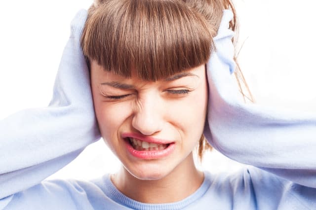 girl in a noisy place on a white background