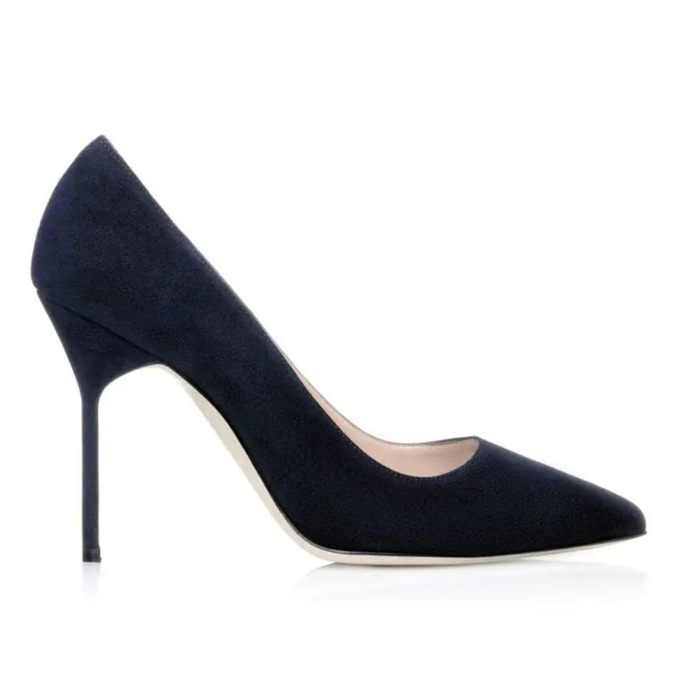 Navy Suede Pointed Toe Pumps - Manolo Blahnik