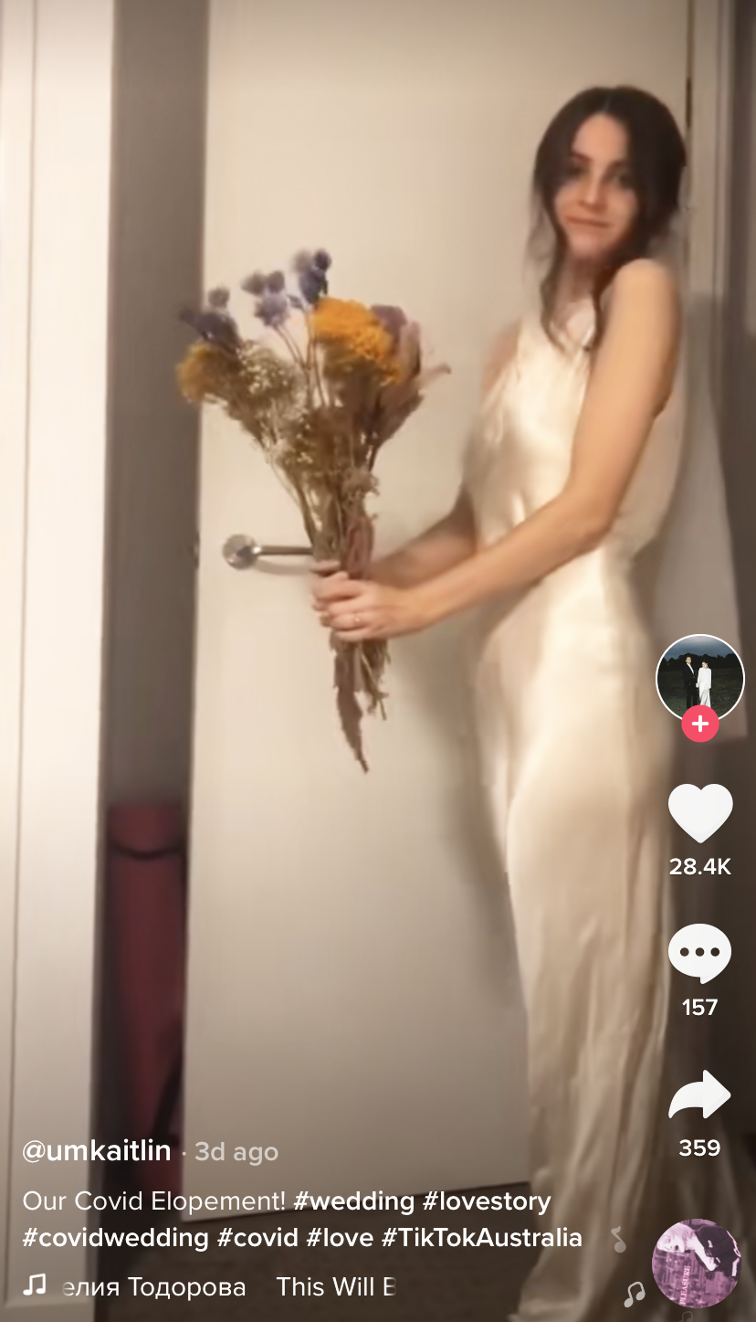 Kaitlin Howard, eine Braut aus Brisbane, teilte bei TikTok einen Blick hinter die Kulissen ihrer „COVID-Hochzeit“. Foto: TikTok/umkaitlin.