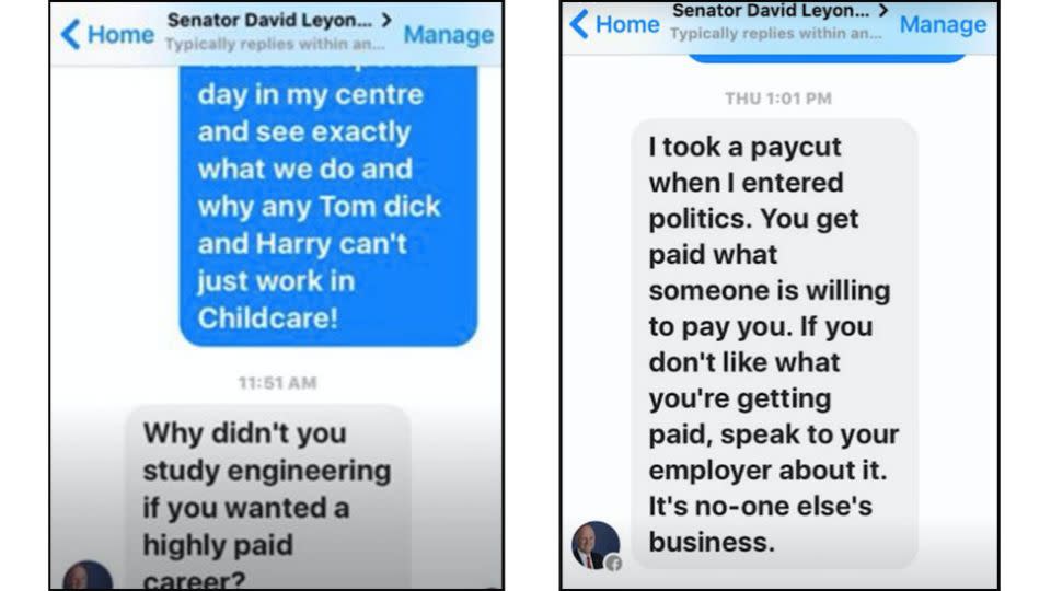 Some of the messages sent from the Senator's official account. Photo: Supplied.