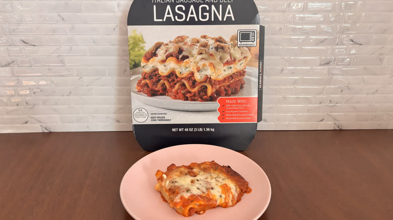 Costco lasagna slice on plate