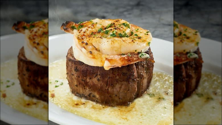 filet mignon topped with shrimp