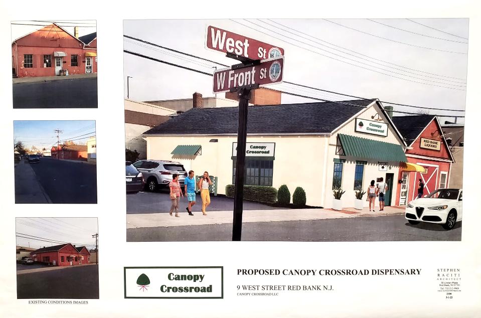 Renderings for a proposed cannabis retail store at 9 West Street, Red Bank