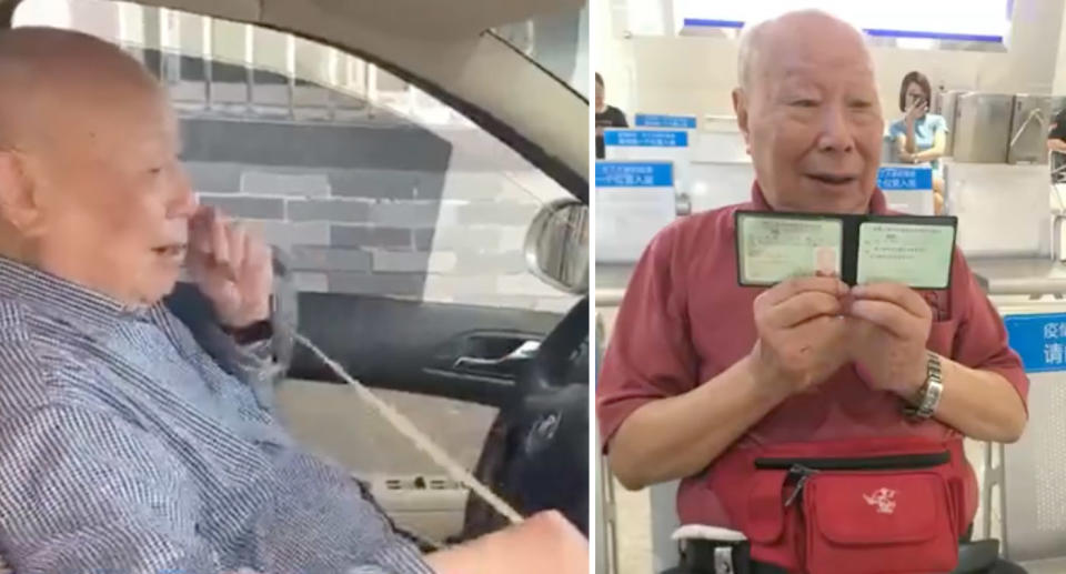 Mr Shi proudly holds his licence (right) as he prepares to get back on the roads. Source: The Paper