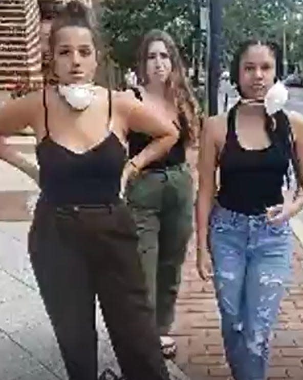 In a screenshot from a Facebook Live video on June 1, 2020, India Maldonado, Marley Dahlheimer and Lexxus Brown are pictured. They gave an initial account of their allegations against York City Police Officer Clayton Swartz.