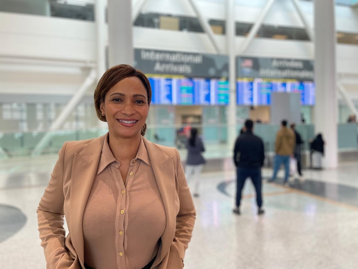 Deborah Flint, the president and CEO of the Greater Toronto Airports Authority, says Pearson took longer to rebound from pandemic-related restrictions because it was shut down longer than other large international airports.   (Laura Clementson/CBC - image credit)