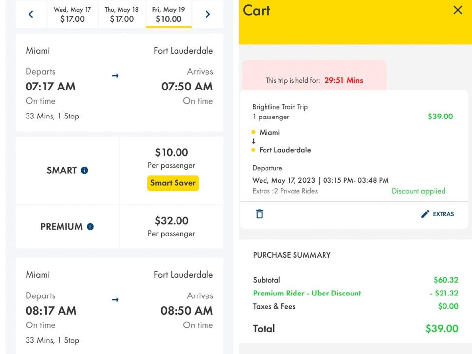 booking brightline ticket, prices and dates