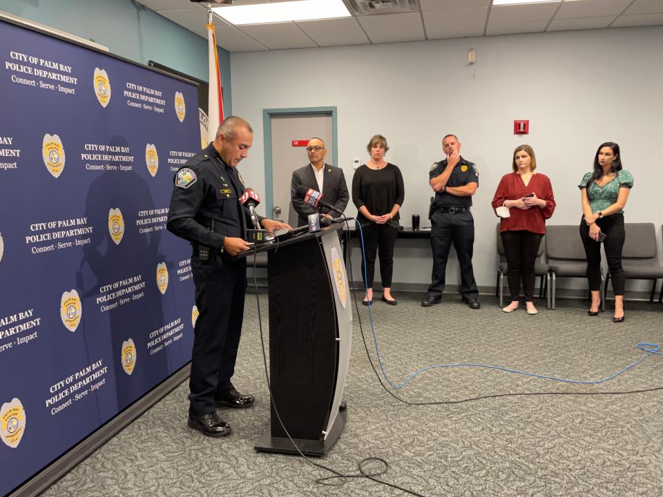 Then Palm Bay Police Chief Nelson Moya hold a news conference about the death of 12-year-old Noah Godleski.